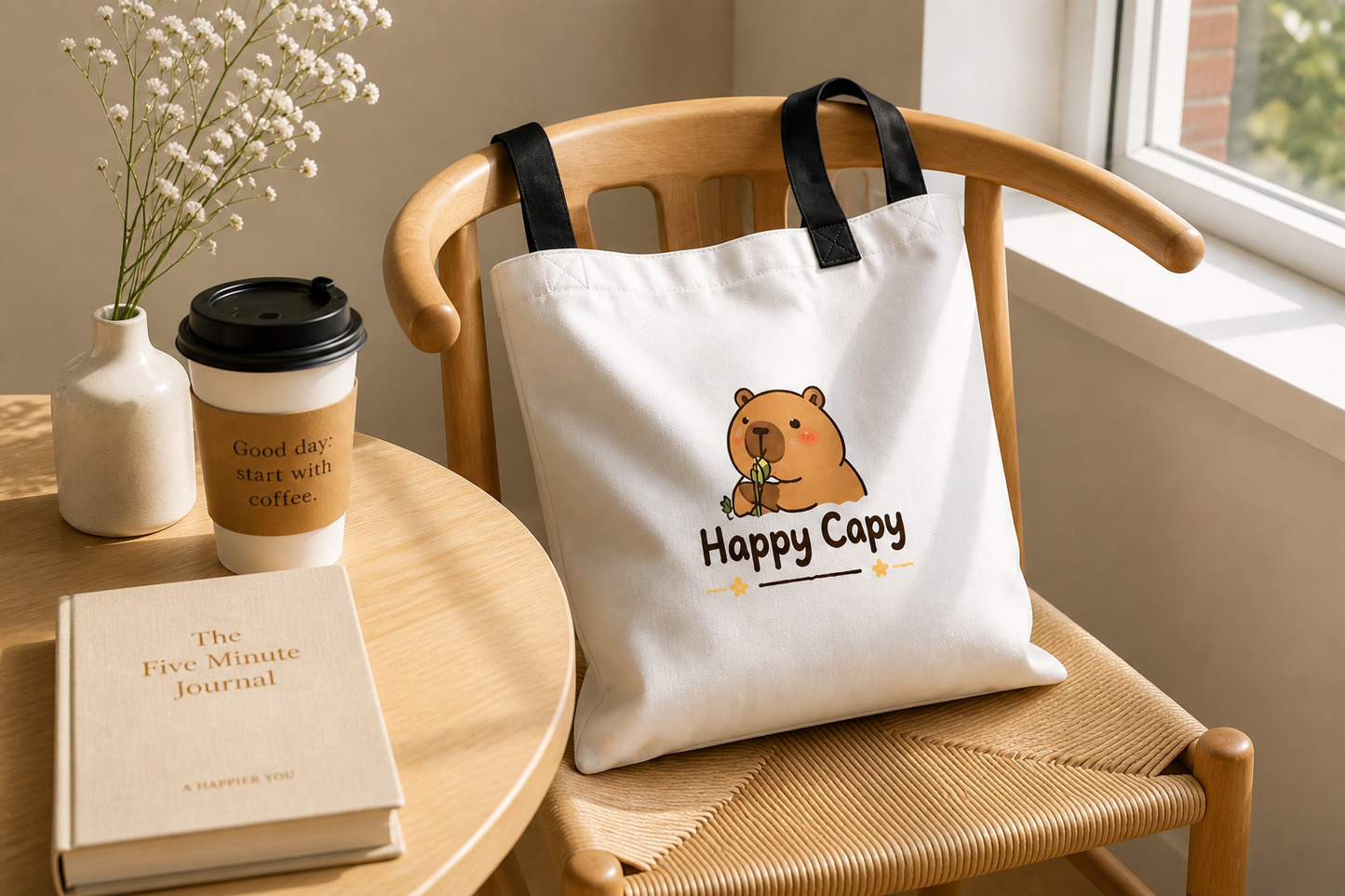 Cozy Capybara Tote Bag | Cute Minimal Everyday Carry Bag