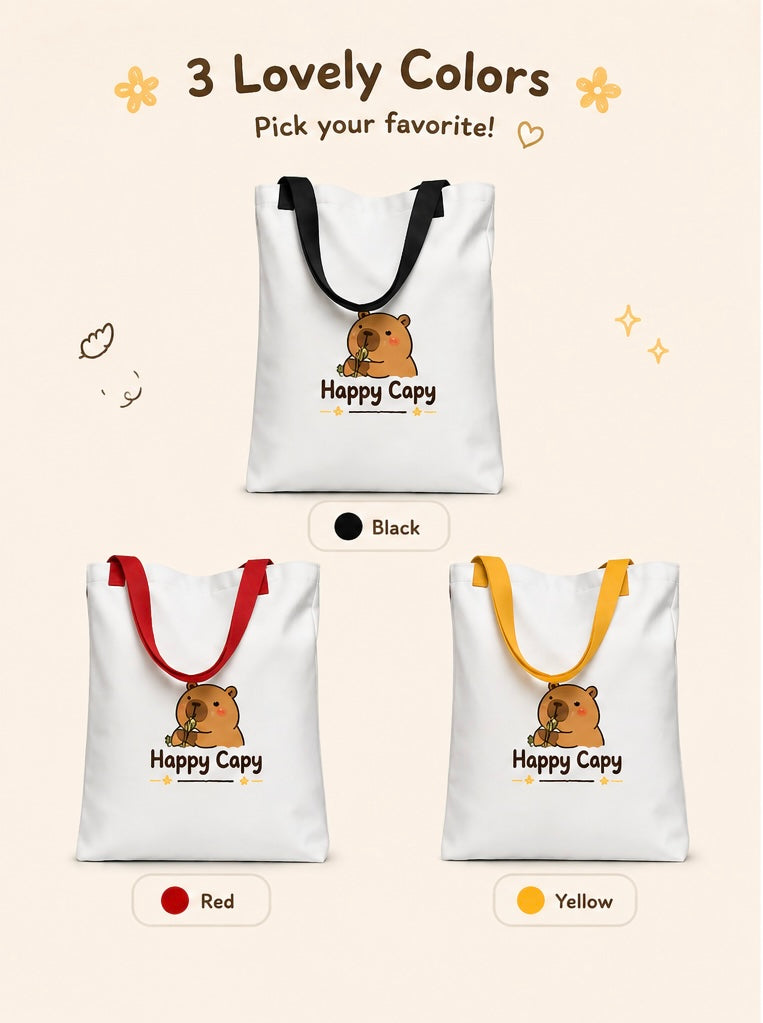 Cozy Capybara Tote Bag | Cute Minimal Everyday Carry Bag