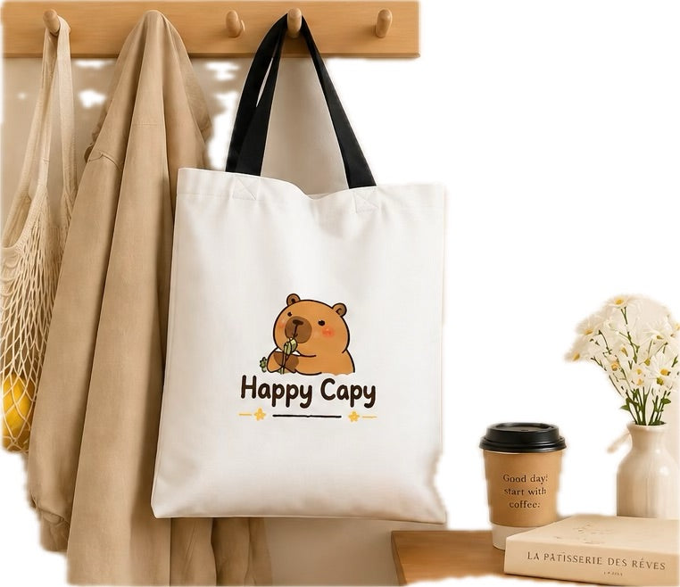 Cozy Capybara Tote Bag | Cute Minimal Everyday Carry Bag